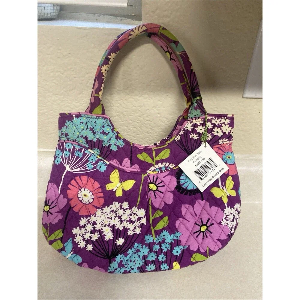 Vera Bradley Flutterby Girls Tote Bag Butterfly Purse Retired EUC